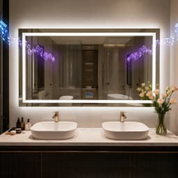 80/100/120/140/160/183cm Bluetooth LED Bathroom Mirror with Dual Speaker and Digital Display Backlight Vanity Mirror Dimmable 3 Colors Antifog