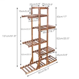 6 Tiers Wood Flower Planter Pot Stand Display Rack Indoor Outdoor Garden Holder