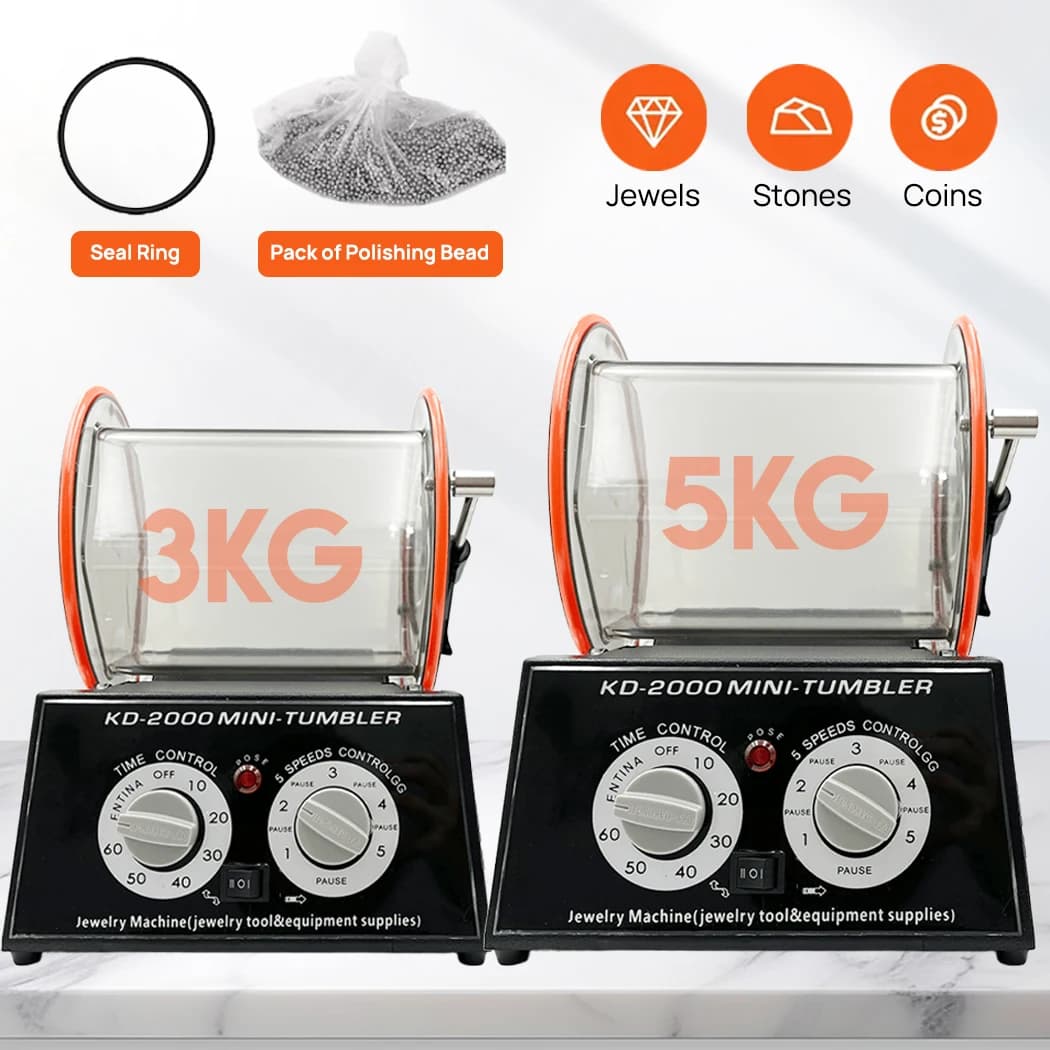 PORIYA 3/5KG Jewelry Surface Polisher Rotary Polisher Gem DIY Tumbler Finish Machine