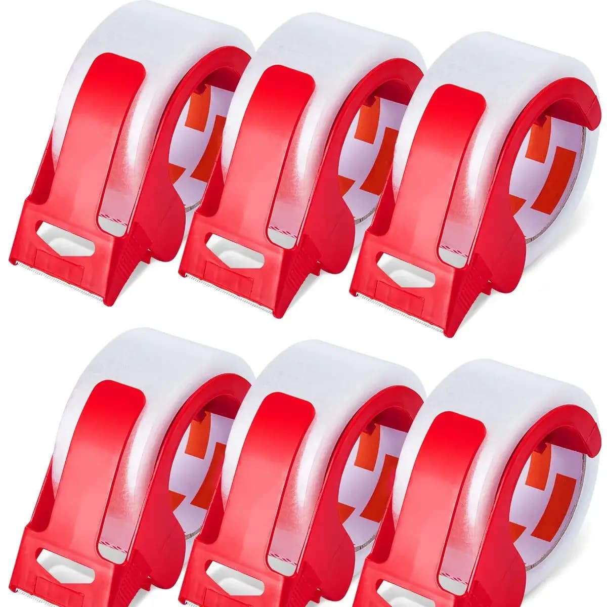 SucceBuy 6 Rolls 59 M Transparent Tape BOPP Paper Packaging Sealing Tape with 6pcs Dispenser for Box Moving Packing, Shipping