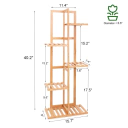 5 / 6 Tiers Tall Bamboo Plant Stand Corner Flower Display Rack for Indoor Outdoor