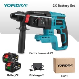 YOFIDRA 26MM Brushless Electric Hammer Drill 1680W Cordless Multifunctional Rotary Hammer Drill Tool For Makita 18V Battery Pin