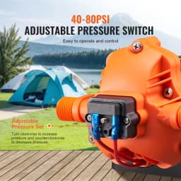 SucceBuy 12V Diaphragm Pump 1.8/3/3.5/5 GPM 3/4/5-Chamber 40-100 PSI Adjustable 1/2'' MNPT Port, for RV Yacht Food Truck Camper