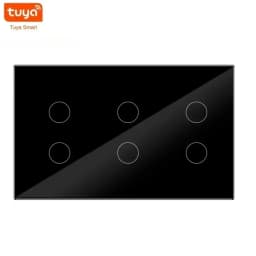 Melery 147mm WIFI Wall Switch Tuya Smart 4/5/6 Gang Light Touch Glass Panel Wireless Voice Remote Control by Alexa Google Home