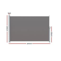 Retractable Side Awning Privacy Screen Outdoor Sun Shade 2x3M Grey