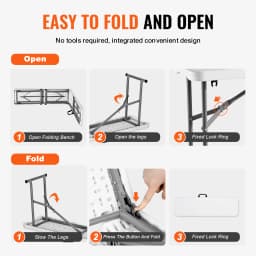 SucceBuy Plastic Folding Bench 6 FT Portable Folding Bench with Carrying Handle for Garden Soccer Entertaining Activity White