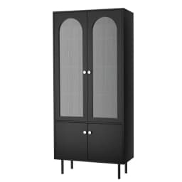 Buffet Sideboard Cabinet Black Wooden Storage Cupboard with Doors and Shelves for Dining Room Living Room Home Furniture