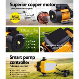 Garden Water Pump High Pressure 2500W Max 6 Stage Tank Irrigation Transfer Booster Yellow