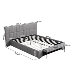 Double Size Upholstered Gas Lift Storage Bed Frame with Foldable Bench PVC Leather Platform Platform Bed Frame for Bedroom Use