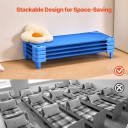 SucceBuy Stackable Kiddie Cot Pack of 4/6 Portable Toddler Nap Cots for Preschool Classroom Daycare Beds for Sleeping Resting