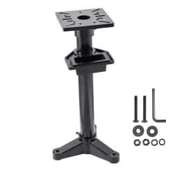 SucceBuy Bench Grinder Stand Bench Grinder and Vise Floor Pedestal with 10.6 in x 10.6 in Mounting Plate Pre-Cut Mounting Slots