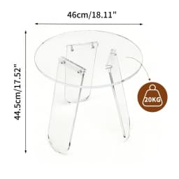 ARTLOGE Acrylic End Table,18” Round Clear Acrylic Side Table with PVC Cover Triangle Legs for Living Room Bedroom