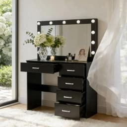 White Vanity Set with 11 Led Lighted Large Mirror, 7 Drawers, 3 Color Dimmable, Easy Assembly Dressing Table
