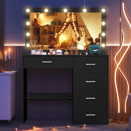 White Vanity Set with 11 Led Lighted Large Mirror, 7 Drawers, 3 Color Dimmable, Easy Assembly Dressing Table