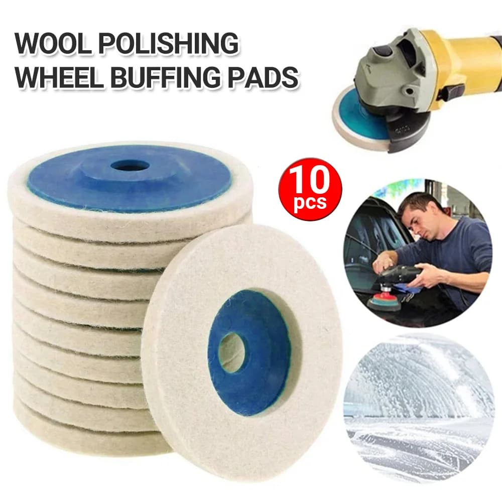 10pcs Round Wool Buffing Grinder 4'' Wheel Felt Polishing Disc Buffing Pad Tool