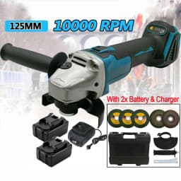 Brushless Cordless Angle Grinder With 2x Li-ion Battery Charger 125mm Combo Kit