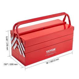 SucceBuy 18 in Metal Tool Box 3-Tier 5-Tray Portable Folding Tool Chest Organizer with Handle Toolbox for Warehouse Repair Shop