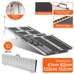 PORIYA Multi Size Aluminium Ramp Anti Slip Folding Loading Threshold Portable Access