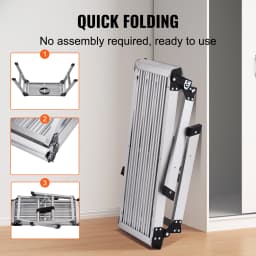 SucceBuy Folding Work Platform 330lbs Load Capacity Aluminum Drywall Stool Ladder Heavy Duty Work Bench w/ Non-Slip Feet