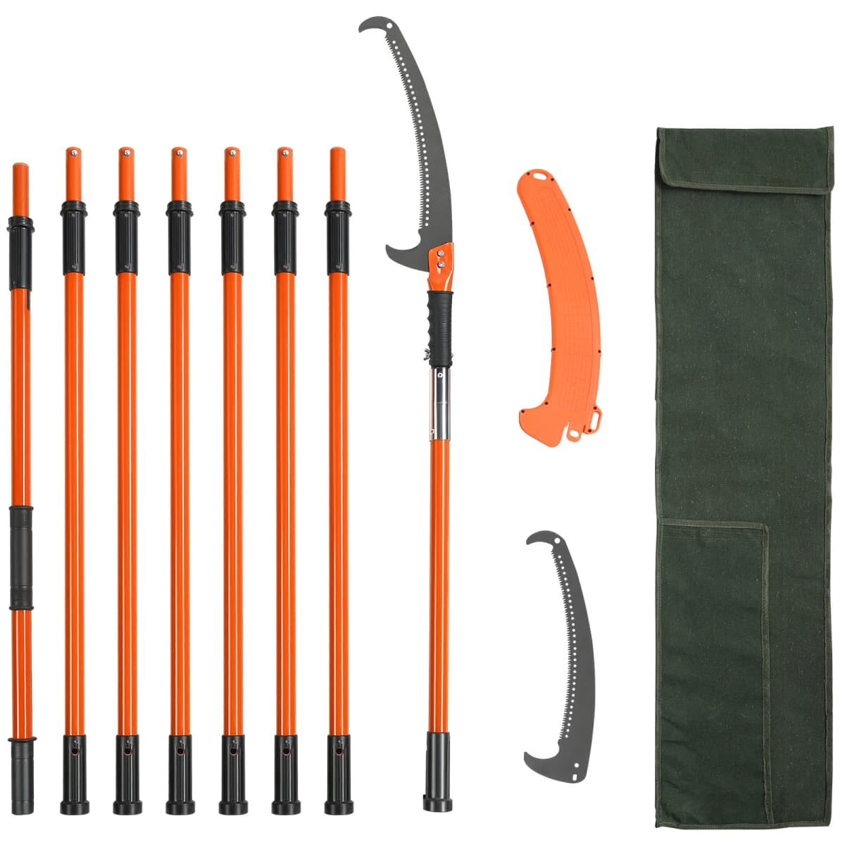 SucceBuy Manual Pole Saw Extendable Tree Pruner Sharp Steel Blade for Branches Trimming, with Lightweight Aluminum Alloy Handle