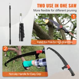 SucceBuy Manual Pole Saw Extendable Tree Pruner Sharp Steel Blade for Branches Trimming, with Lightweight Aluminum Alloy Handle