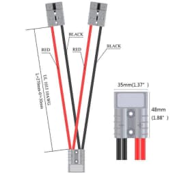 2pcs 50A Anderson Plug Connector Double Extension Adapter 6mm Automotive Y Cable