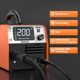 HITBOX HBM200 Semi-Automatic MIG Welding Machine 220V 3 in 1 MMA/Gasless MIG/Lift TIG Synergy Inverter Welder Tool AU Plug