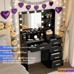 (Valentine's Day Gift) New Home Vanity Table with Makeup Mirror Features 3 Colour Modes and Adjustable Brightness