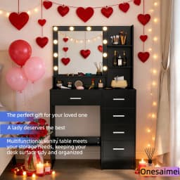 (Valentine's Day Gift) New Home Vanity Table with Makeup Mirror Features 3 Colour Modes and Adjustable Brightness