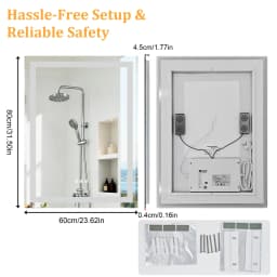 50/60/100/120cm LED Bathroom Mirror Built-in Bluetooth Speaker Anti-Fog Dimmable Backlit Lighted Vanity Makeup Waterproof