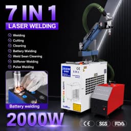 2000W Double Pendulum 6-in-1 Fiber Laser Battery Welding Cleaning Cutting Welding Machine Handheld Laser Welder for All Metal
