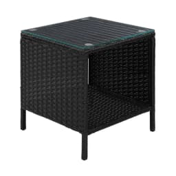 Outdoor Rattan Wicker Coffee Side Table Black Garden Patio Small Desk Storage Table