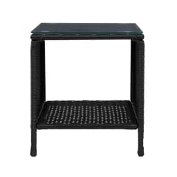 Outdoor Rattan Wicker Coffee Side Table Black Garden Patio Small Desk Storage Table