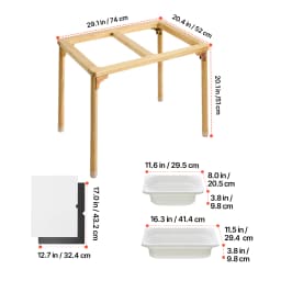 SucceBuy Wooden Sensory Table for Kids Activity with 3 Foldable Storage Bins&Double-Sided Board Indoor/Outdoor Drawing Studying