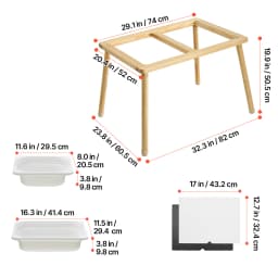 SucceBuy Wooden Sensory Table for Kids Activity with 3 Foldable Storage Bins&Double-Sided Board Indoor/Outdoor Drawing Studying