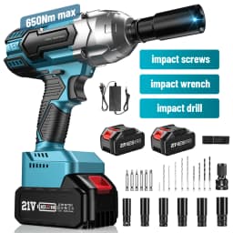 Seesii 3-in-1 Cordless Impact Wrench Electric 1/2" Brushless 650N.m Impact Gun Kit Handheld for Car Truck Tire with 2*4.0ah Batteries LED Light