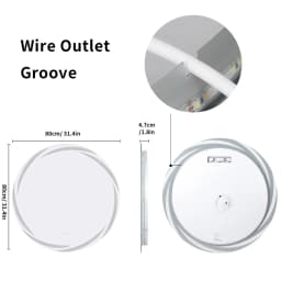 LUVODI 80CM Modern LED Bathroom Wall Mirror with Circle Backlight Illuminated Vanity Mirror with Defogging Feature for Bath