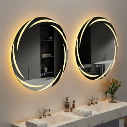 LUVODI 80CM Modern LED Bathroom Wall Mirror with Circle Backlight Illuminated Vanity Mirror with Defogging Feature for Bath
