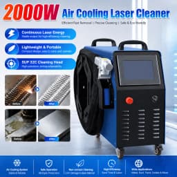 2000W Air Cooling Fiber Laser Cleaning Machine Portable Laser Cleaner for Metal Oil Rust Paint Removal Cleaning SUP 32C Width 300mm Energy Saving