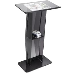 SucceBuy 47" Acrylic Podium Stand Floor-Standing Clear Pulpit Acrylic Desktop Lecterns w/ Storage Shelf for Office Church School