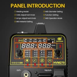 6 in 1 Welding Machine HZXVOGEN HVM270 Gas MIG Gasless MIG HF TIG MMA Plasma Cut Digital LED Screen IGBT Inverter 2T/4T