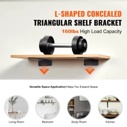 SucceBuy Shelf Bracket 12”x4”x1.6” 6 Pcs Heavy Duty Floating Shelf Brackets Brackets for Shelves 5mm Thick Matte L Shelf Bracket