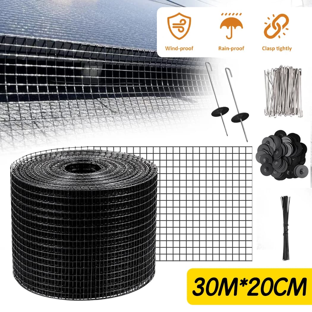 PORIYA 30m Solar Panel Bird Proofing KIT Stainless Steel Mesh & 100Pcs Fasteners