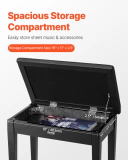 SucceBuy Piano Bench Keyboard Piano Chair w/ High-Density Padded Cushion & Storage Compartment Wooden Piano Bookcase Stool Seat