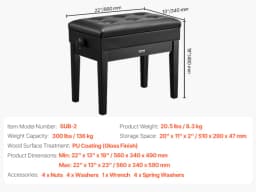 SucceBuy Piano Bench Keyboard Piano Chair w/ High-Density Padded Cushion & Storage Compartment Wooden Piano Bookcase Stool Seat