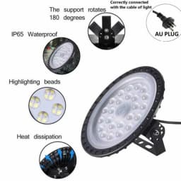 LED High Bay Light 200W 300W 500W Low Bay UFO Warehouse Industrial Lights with AU Plug For Garage Gym Factory Warehouse