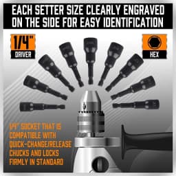 HORUSDY 12Pc Magnetic Nut Driver Set Metric & Imperial Socket Drill Bit Adaptor 1/4" Hex