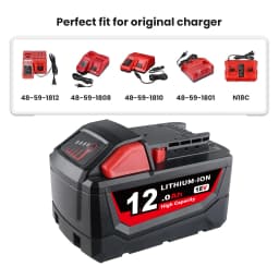 1/2/4P M18 12.0Ah 18V MAX Lithium-ion Battery Replace for Milwaukee 48-11-1810 48-11-1820 48-1100 Cordless Tools Battery pin