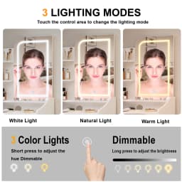 Black Modern Vanity Set with Led Bulbs Lighted Mirror, 1 Drawer, 3 Color Dimmable, Easy Assembly Bedroom Makeup Desk
