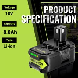 VANON 1/2/4Pcs P108 18V 8.0Ah Replace for RYOBI One+ Plus Li-Ion Battery Pin P104 P107 RB18L50 RB18L20 P108